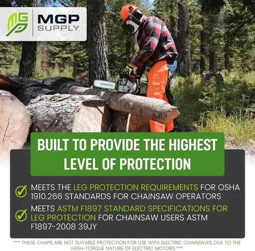 Vista 5 de MGP SUPPLY Apron Style Chainsaw Chaps with Pocket & Adjustable Waist Lightweight Class B Protective Safety Equipment