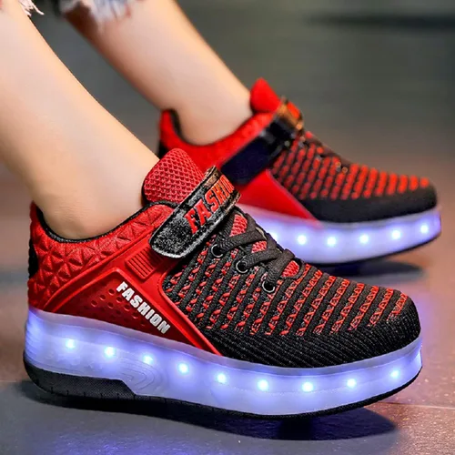 Vista 7 de Aikuass - Tenis con ruedas y luces LED recargables con USB para niñas y niños