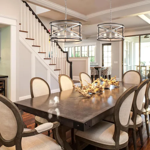 Vista 7 de Candelabros de granja para comedor, lámpara de metal de 3 luces, lámpara de araña rústica de 18.5 pulgadas, lámpara colgante para cocina, vestíbulo