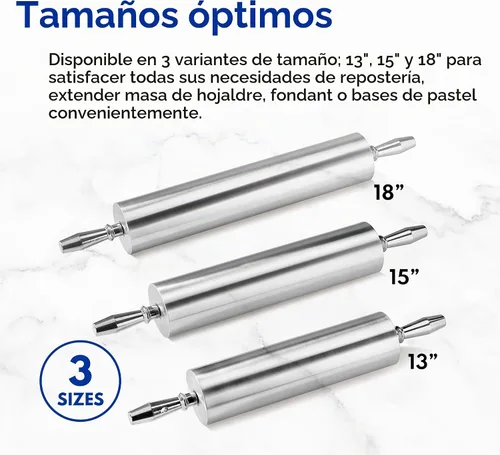 Vista 6 de New Star Foodservice 37500 Rodillo de aluminio extra resistente para restaurante, 13 pulgadas, color plateado