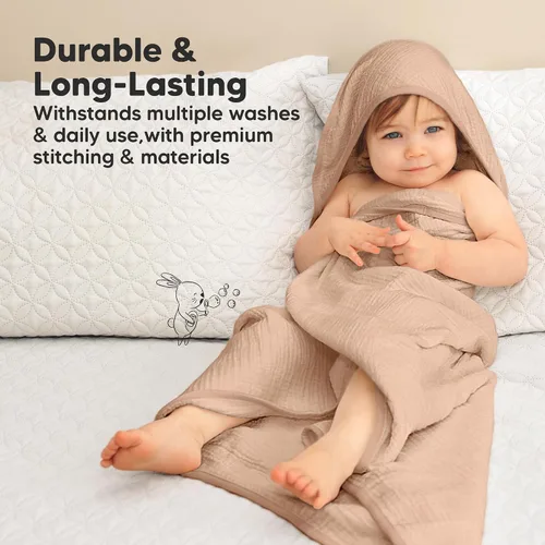Vista 7 de KeaBabies Toallas de muselina con capucha para bebés y niñas recién nacidas, paquete de 2, toallas de baño de algodón orgánico de 30 x 30 pulgadas