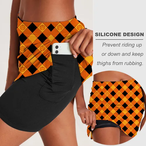 Vista 3 de Ekouaer Falda pantalón deportiva para mujer, faldas de golf ligeras, pantalones cortos interiores, con bolsillo, tenis, entrenamiento, deportes