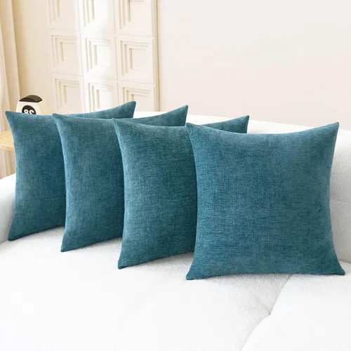 Vista 70 de CaliTime - Paquete de 2 fundas de almohada acogedoras para sofá, decoración del hogar, felpilla suave teñida sólida, 16 x 16 pulgadas, marrón Marrón