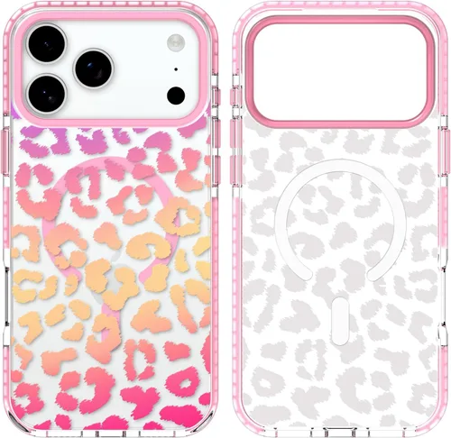 Vista 9 de SAKUULO Funda magnética para iPhone 11 Pro Max [Compatible con MagSafe] Patrón de Estampado de Leopardo Gris Claro Funda de Carga Inalámbrica
