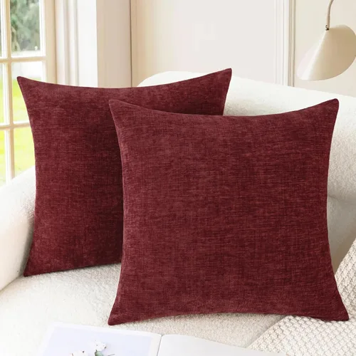Vista 67 de CaliTime - Paquete de 2 fundas de almohada acogedoras para sofá, decoración del hogar, felpilla suave teñida sólida, 16 x 16 pulgadas, marrón Marrón