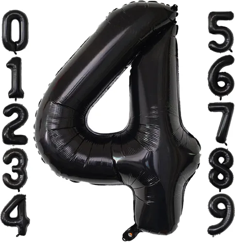 Vista 26 de Globos gigantes de números negros de 40 pulgadas, globos de aluminio de Mylar con helio para cumpleaños, globo número 0 para decoración de fiestas