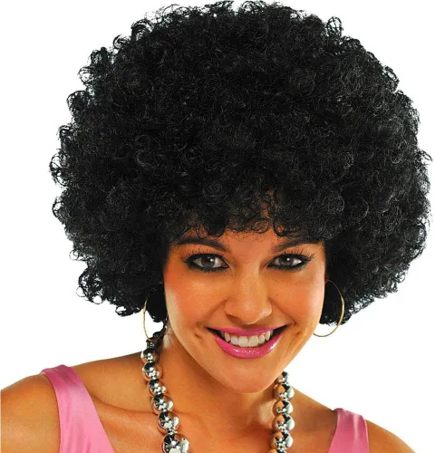 Vista 2 de amscan Peluca afro unisex, talla única, negro, 1 pieza.