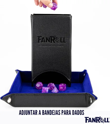 Vista 4 de FanRoll - Torre de dados plegable: negro, juego de rol, accesorios para Dungeons and Dragons
