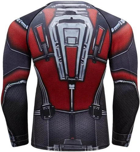 Vista 2 de Camiseta deportiva de compresión de manga larga para hombre, ajustada, deportiva, entrenamiento, correr, rendimiento, camiseta de secado fresco