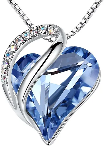 Vista 30 de Leafael - Collares para mujer, dije de corazón de amor infinito con cristales de piedra natal, cadena chapada en plata de 18 + 2 pulgadas, regalo