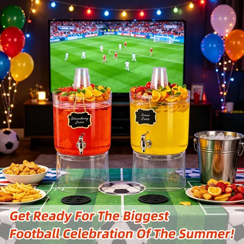 Vista 2 de Dispensador de bebidas de 2 galones para fiestas, dispensador de bebidas sin BPA con grifo sin goteo, dispensadores de jugo con soporte, dispensador