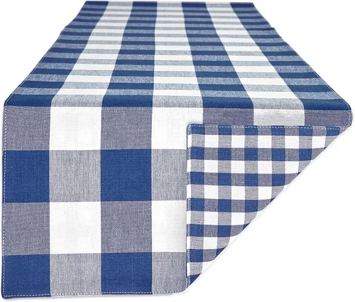Vista 10 de DII Colección de mesa a cuadros Gingham, gris, camino de mesa, 14x72 pulgadas