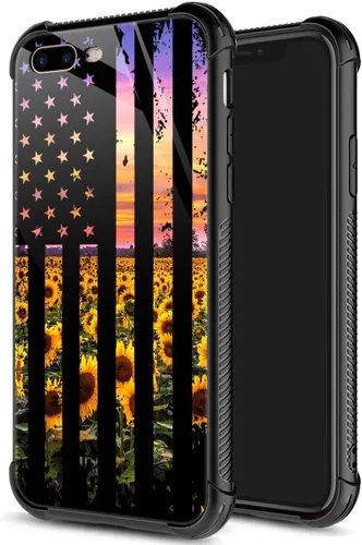 Vista 21 de ZHEGAILIAN Funda para iPhone 7/8 Plus, protección de grado militar, esquinas a prueba de golpes, funda antiarañazos para iPhone 7/8 Plus, girasol