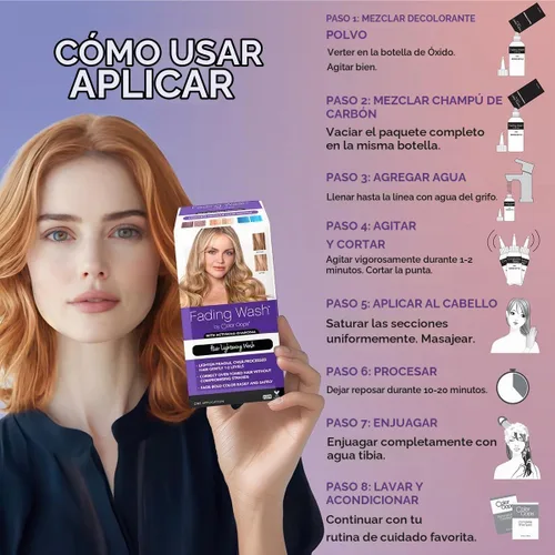Vista 6 de Color Oops - Kit de lavado con carbón activado - Champú de lavado con blanqueador