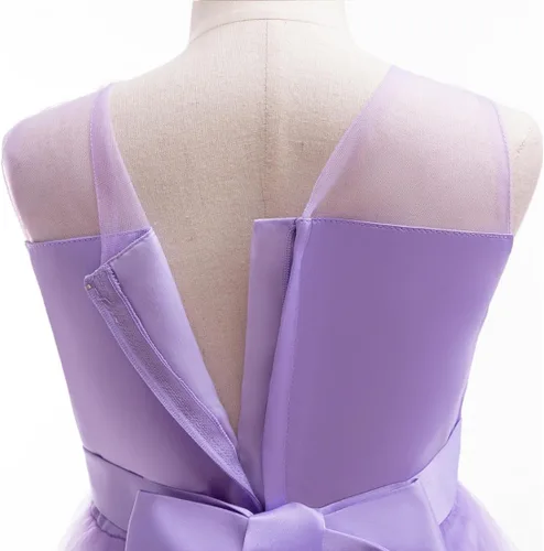 Vista 16 de Vestido formal para niña de flores, vestido formal para fiesta de cumpleaños, boda, bordado floral, vestidos de satén de tul para niños de 2 a 12