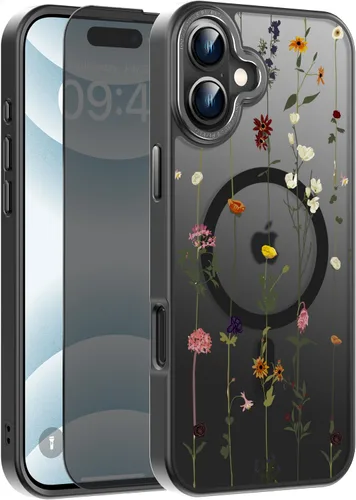Vista 74 de Goodon para iPhone 15 Pro Max con protector de pantalla de privacidad, compatible con Magsafe, funda translúcida mate a prueba de golpes - Linda