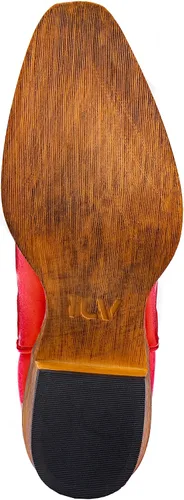 Vista 5 de IUV - Botas de cowboy para mujer, botas vaqueras a media pantorrilla, botas de vaquera con punta puntiaguda, botas occidentales B-Rojo