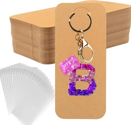 Vista 11 de Juego de 120 tarjetas de exhibición de llavero con bolsas autosellantes, llavero de embalaje de llavero, exhibición de soporte de joyería (negro)