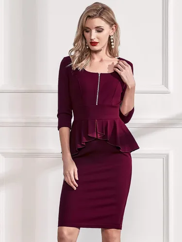 Vista 3 de Miusol - Vestido de mujer estilo retro con cuello cuadrado y volantes