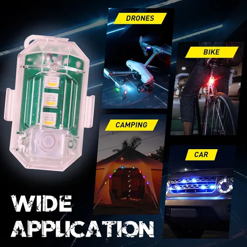 Vista 8 de 8 luces estroboscópicas LED inalámbricas con control remoto, luces estroboscópicas LED RGB para aeronaves de alto brillo, 8 colores, impermeable