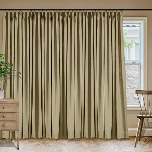 Vista 170 de Frelement Cortinas plisadas de lino de algodón de 100 pulgadas de ancho y 102 pulgadas de largo, cortinas con reducción de ruido para sala