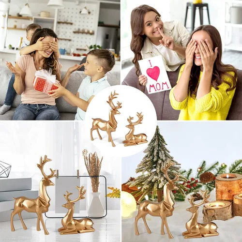 Vista 6 de Estatua de Adorno de Reno, Decoración Navideña de Reno, Regalos de Ciervo para Mujeres, Regalos para Mamá, Adornos de Ciervo Aplicables