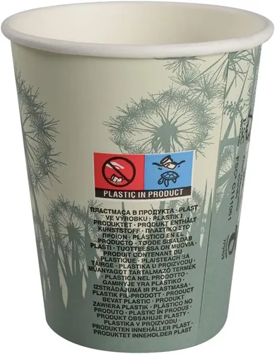 Vista 2 de Abena Tazas de café de papel desechables 100% compostables: CPLA para temperaturas más calientes, multicolor, 8 onzas – 50