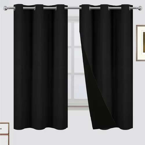 Vista 27 de LEMOMO Cortinas 100% opacas de 38 x 54 pulgadas, 2 paneles de oscurecimiento con aislamiento térmico para dormitorio