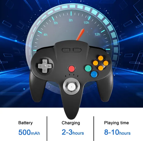 Vista 5 de KIWITATA Wireless N64 Controller for Retro Games, 2.4GHZ Rechargeable Wireless Remote Joystick Game Pad Controller Compatible with N64 Video System