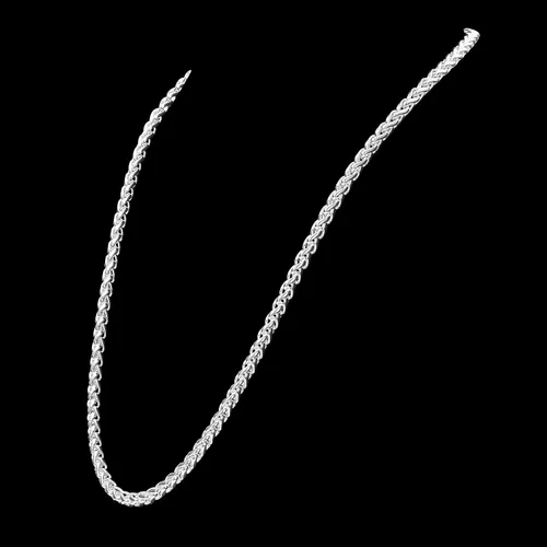 Vista 5 de The Bling Factory 5mm Solid .925 Sterling Silver Braided Wheat Chain Necklace