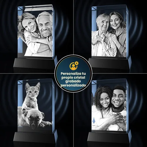 Vista 3 de STRONGUS Foto de cristal 3D personalizada para mamá, regalo personalizado con imagen grabada, regalo del día de la madre para mamá, abuela, esposa