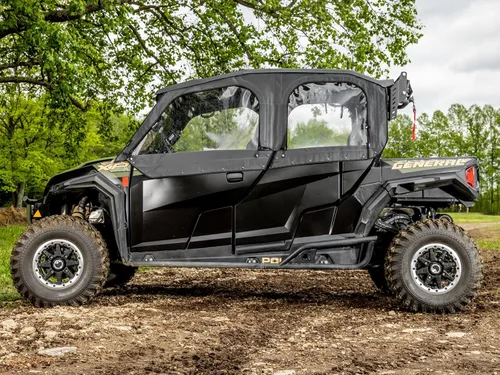 Vista 5 de SuperATV Primal Soft Cab - Puertas superiores para Polaris General 4 1000 2017+ Resistente a las abrasiones Los broches mantienen las ventanas