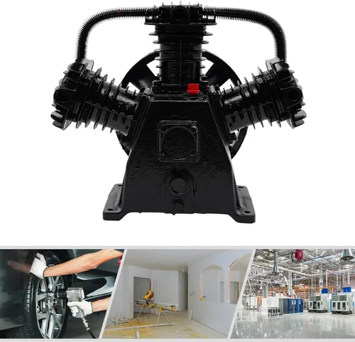 Vista 2 de Bomba de compresor de aire de servicio pesado 4-5HP, bomba de compresor de hierro fundido de 3 cilindros 10-12 CFM con filtros de aire triples