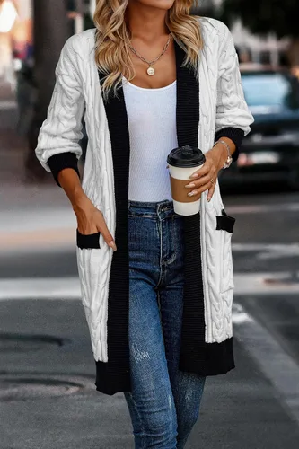 Vista 6 de PRETTYGARDEN Womens 2024 Fall Open Front Loose Cable Knit Long Sleeve Cardigan Sweaters