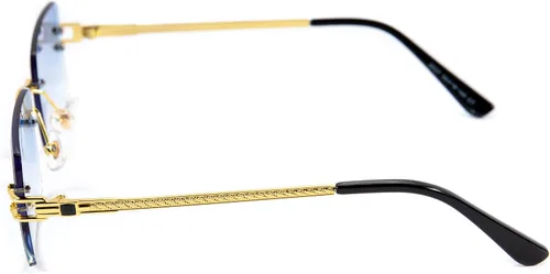 Vista 4 de Gafas de sol de verano vintage con marco de oro azul cielo retro rectangular de lujo sin montura