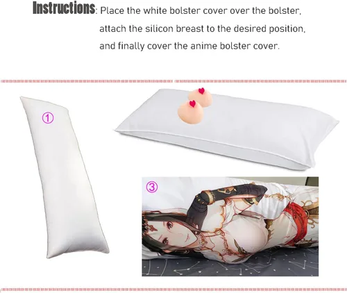 Vista 5 de Anime Funda para Almohada Dakimakra 150×50cm Fundas para Almohadas de Abrazo Relleno de Prótesis de Seno de Silicona, Suave, Forma Redonda