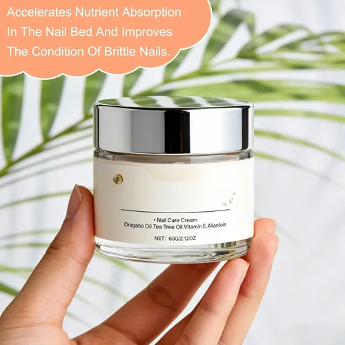 Vista 4 de Crema para el cuidado de uñas, reparación de uñas de los pies para dañados, fuerza y crecimiento de uñas, aceite de árbol de té, aceite de orégano