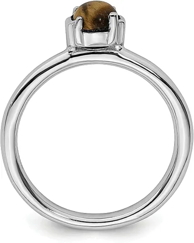 Vista 2 de 925 Sterling Silver Tiger Eye Stackable Ring Gemstone Natural Stone Shell Wood Fine Jewelry For Women Gifts For Her