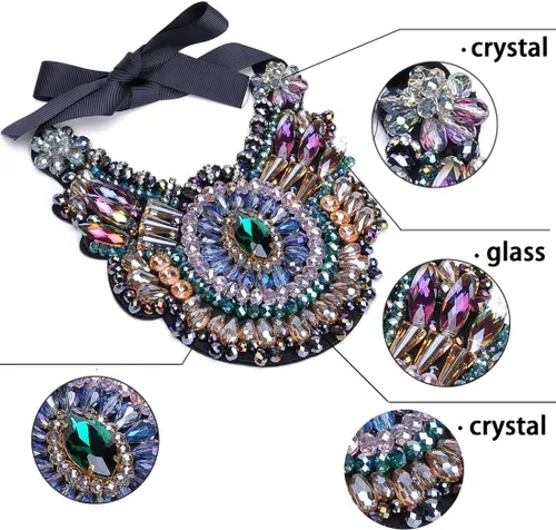 Vista 4 de Collar de cristal con estrás, gargantilla gruesa, collar con colgante, collar de moda para mujer