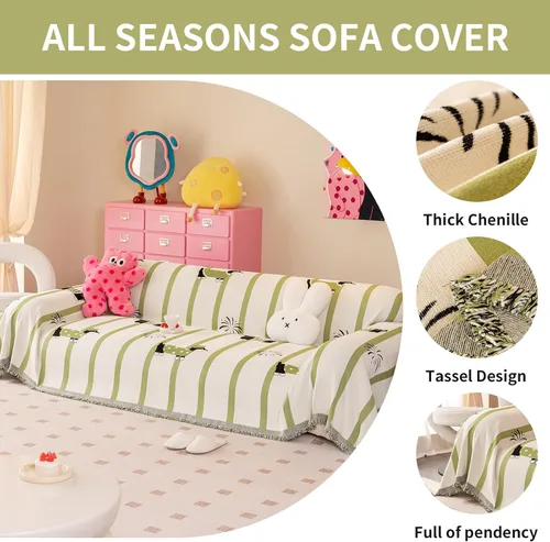 Vista 2 de Funda para sofá, funda lavable para sofá para perros, fundas de felpilla para sofá para protector, aptas para mascotas (71"x 71"/Verde/1 unidad)