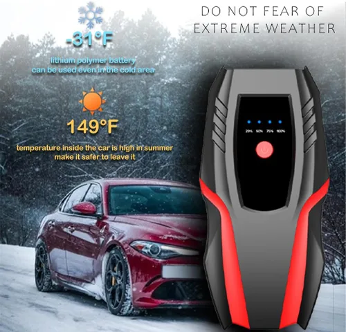 Vista 5 de Paquete de arranque automático de 12 V con compresor de aire, corriente máxima 2000a, cargador de batería de litio para automóvil, bomba de aire