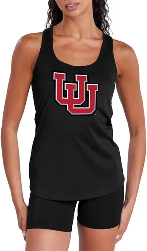 Vista 372 de Camiseta deportiva sin mangas oficial de NCAA Collegiate para mujer, con espalda cruzada, colección con logotipo primario