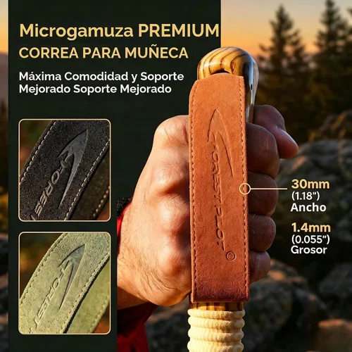 Vista 4 de FOREST PILOT Bastón de trekking – 1 unidad de madera de sasafrán ajustable y desmontable para senderismo o bastón Negro