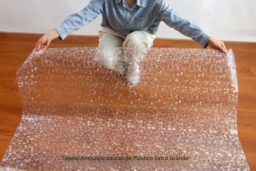 Vista 6 de Alfombrilla de plástico para bebé, alfombrilla de vinilo de fácil limpieza para el desorden alimentario, protector de piso impermeable para silla