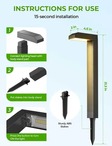 Vista 6 de COXSENI Paquete de 6 luces solares para caminos al aire libre, 3 colores en 1, iluminación de paisaje brillante con modos blancos fríos/cálidos/luz