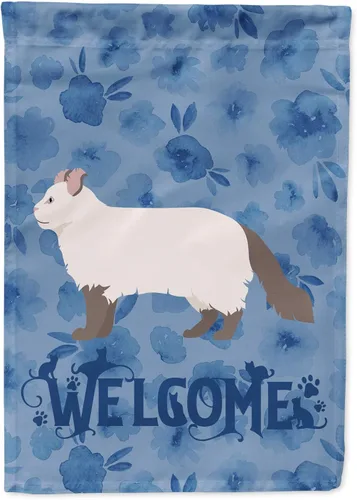 Vista 211 de Caroline's Treasures CK4813CHF - Bandera de bienvenida con gato abisinio azul, manga grande, para porche, para colgar en la pared, poliéster