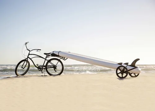 Vista 4 de SUP Wheels Evolution X Transportador extra ancho Porta tabla inflable y remolque de bicicleta