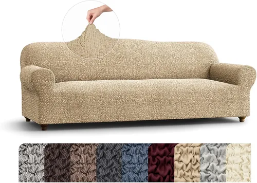 Vista 15 de PAULATO BY GA.I.CO. Funda elástica para sillón – Funda de sofá – Funda de sofá biplaza – Protector lavable de ajuste de forma de 1 pieza para Beige