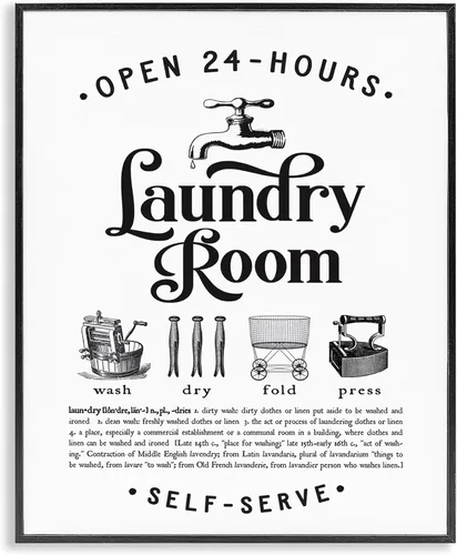 Vista 17 de Stupell Industries Lil' Rue - Diseño de palabras familiares con texto en inglés "Laundry Word Scramble Fun Family Word Design", arte giclée