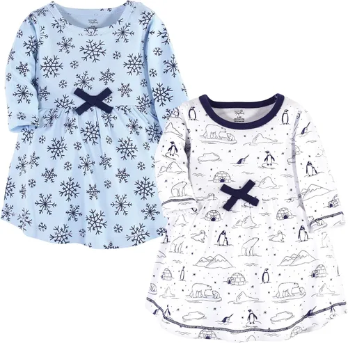 Vista 4 de Touched by Nature - Vestidos de manga corta y manga larga de algodón orgánico para niñas pequeñas, bebés y mujeres Manga larga con flores abstractas